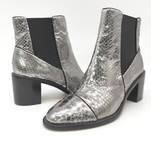 Alexandre Birman Margareth Boots 38.5 Metallic Python Futuristic Runway Luxe